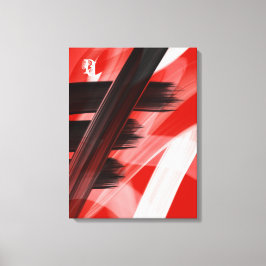 Red Black White Abstract Canvas Afdruk