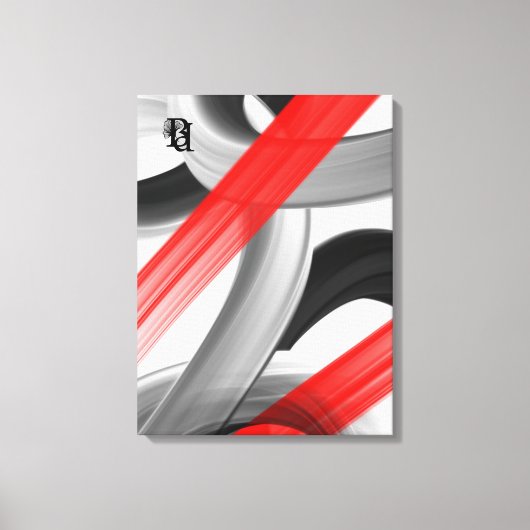 Red Black White Abstract  Canvas Afdruk (Voorkant)