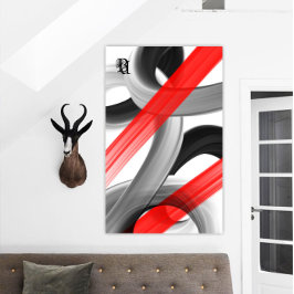 Red Black White Abstract Canvas Afdruk