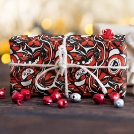 Red Black White Abstract Haida Face Native Art Cadeaupapier