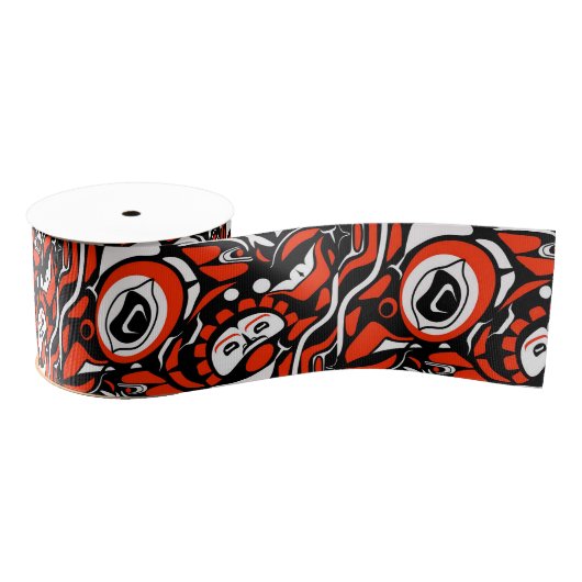 Red Black White Abstract Haida Face Native Art Grosgrain Lint (Spoel)