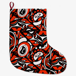 Red Black White Abstract Haida Face Native Art Grote Kerstsok