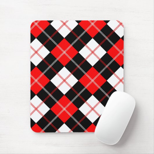 Red Black White Argyle Pset Muismat (Met muis)