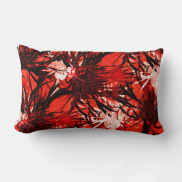 Red Black & White Artistic Abstract Floral Pattern Kussen