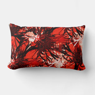 Red Black & White Artistic Abstract Floral Pattern Kussen