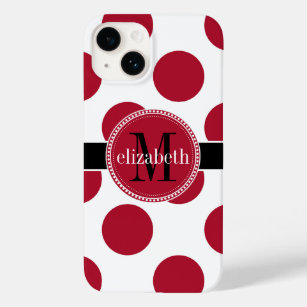 Red Black White Big Polka Dot Monogram Case-Mate iPhone Case