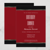 Red Black White Birthday Dinner Party Kaart (Voorkant / Achterkant)