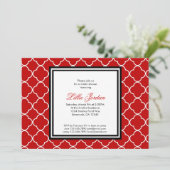 Red, Black & White Bridal Shower Invitation Kaart (Staand voorkant)