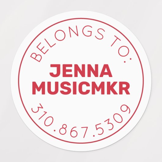 Red Black White Circle Adhesive / Waterproof Label (Design 2)