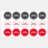 Red Black White Circle Adhesive / Waterproof Label (Vel)