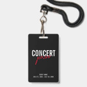 Red Black & White Concert Pass Aangepaste ID-badge Badge (Voorzijde met lanyard)