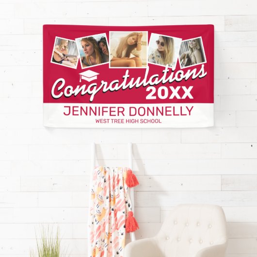 Red Black White Congrats Afstuderen Spandoek (Insitu)