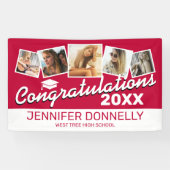 Red Black White Congrats Afstuderen Spandoek (Horizontaal)