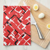 Red Black White Cool Patroon Theedoek (Quarter Fold)