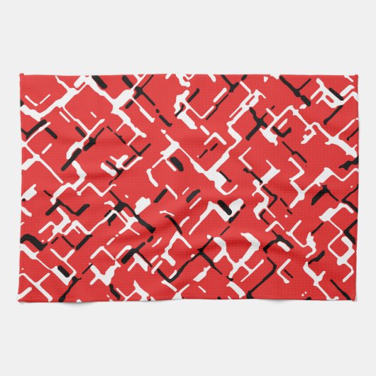 Red Black White Cool Patroon Theedoek (Horizontaal)