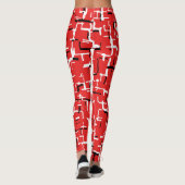 Red Black White Cute Cool Patroon Leggings (Achterkant)