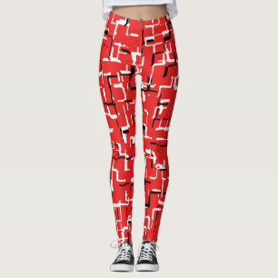 Red Black White Cute Cool Patroon Leggings