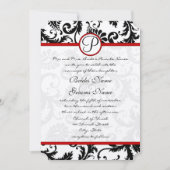 Red Black White Damask Swirl RSVP-kaarten Kaart (Voorkant)
