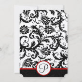 Red Black White Damask Swirl RSVP-kaarten Kaart (Achterkant)