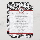Red Black White Damask Swirl RSVP-kaarten Kaart (Voorkant / Achterkant)