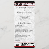 Red Black White Damask Swirl Wedding Programme Programmakaart (Voorkant)