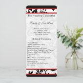 Red Black White Damask Swirl Wedding Programme Programmakaart (Staand voorkant)