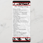 Red Black White Damask Swirl Wedding Programme Programmakaart (Achterkant)