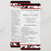 Red Black White Damask Swirl Wedding Programme Programmakaart (Voorkant / Achterkant)