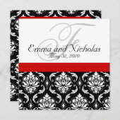 Red Black White Damask Weddenschap Kaart (Voorkant / Achterkant)