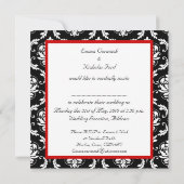 Red Black White Damask Weddenschap Kaart (Achterkant)