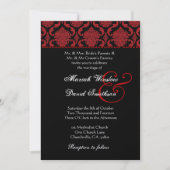 Red Black White Damask Wedding Metallic Sjabloon Kaart (Voorkant)