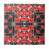 Red Black White elegant Classy Modern Folk Ethnic Tegeltje (Voorkant)