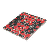 Red Black White elegant Classy Modern Folk Ethnic Tegeltje (Zijkant)