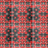 Red Black White elegant Classy Modern Folk Ethnic Tegeltje