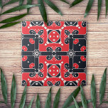 Red Black White elegant Classy Modern Folk Ethnic Tegeltje<br><div class="desc">Mooie decoratieve keramische tegel in rode,  zwarte en witte kleurtinten.</div>