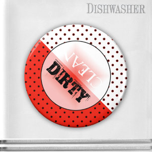 Red Black White Elegant Retro Dishwaser Magnet