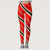 Red Black White en Gold Stripes Leggings (Voorkant)