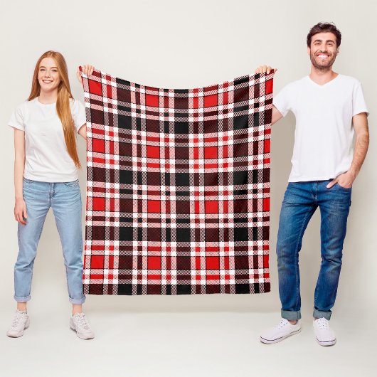Red Black White Flannel Tartan Pattern Design  Fleece Deken