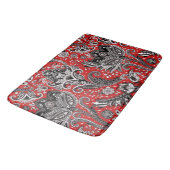 Red Black & White Floral Paisley Bohemian Boho Badmat (Gekanteld)