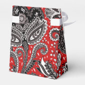 Red Black & White Floral Paisley Bohemian Boho Bedankdoosjes (Achterkant)