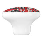 Red Black & White Floral Paisley Bohemian Boho Keramische Knop (Zijkant)