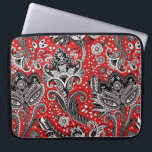 Red Black & White Floral Paisley Bohemian Boho Laptop Sleeve<br><div class="desc">Aangepast ontwerp</div>