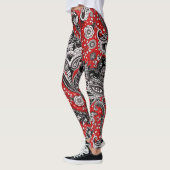Red Black & White Floral Paisley Bohemian Boho Leggings (Links)