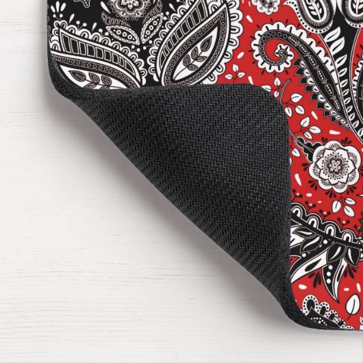 Red Black & White Floral Paisley Bohemian Boho Muismat (Hoek)