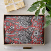 Red Black & White Floral Paisley Bohemian Boho Tissuepapier (Geschenk)