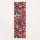 Red Black & White Floral Paisley Bohemian Boho Yogamat (Voorkant)