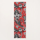 Red Black & White Floral Paisley Bohemian Boho Yogamat (Achterkant)