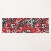 Red Black & White Floral Paisley Bohemian Boho Yogamat (Voorkant (horizontaal))