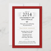 Red Black & White Formal Graduation Party Invite Kaart (Voorkant)