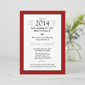 Red Black & White Formal Graduation Party Invite Kaart (Staand voorkant)